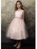 Satin Tulle Flower Girl Dress With Rhinestone Belt